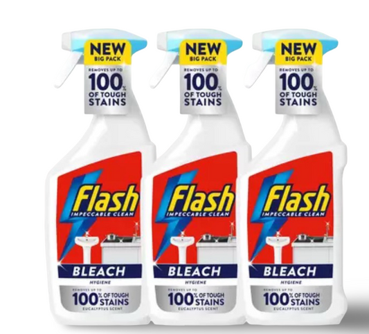 Flash Spray With Bleach, 3 x 800ml