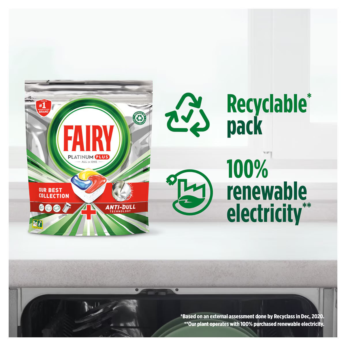 Fairy Platinum plus All in One Lemon Dishwasher Capsules, 77 Pack